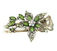 Nappelli di fiori Hairpin, clip della sedia cinese per donne in stile antico colore verde Clip per capelli floreali facile abbinamento Accessori per capelli in lega placcati, regali per don