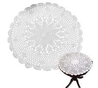 Napperon tissé en Dentelle | Nappe faite à la Main au Crochet | Set de Table Rond Set | Tapis de Table au Crochet fait Main tressé en Coton - Tazza Napperon à thé en Dentelle Pour la Maison