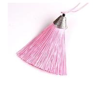 Nappine 5/10 pezzi nappe fatte a mano setose con cappuccio in argento nappe di colore misto artigianato fai da te segnalibro nappa accessori for la creazione di gioielli(2 pink,10PCS)