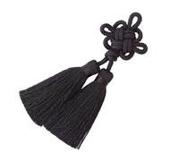 Nappine Colorate 2 pezzi nodi cinesi doppia coda nappe ciondolo fai da te gioielli casa Tende cucito accessori auto chiave borsa adornare artigianato(Black)