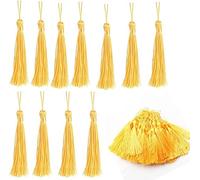 Nappine Per Segnalibri, Nappe Mini per Decorazioni Nappe Segnalibro Decorativi Nappine con Cordino per Segnalibro Fai Portachiavi, 100Pezzi Oro, 15cm