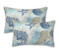 Naqiuli Set di 2 federe per cuscini con graziosi coralli e conchiglie, 50 x 30 cm, morbide, decorative, per soggiorno, camera da letto, divano, divano