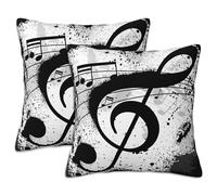 Naqiuli Set di 2 federe per cuscino con note musicali, 45 x 45 cm, morbide, decorative, per soggiorno, camera da letto, divano, divano