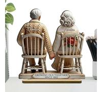 Naqqios Figurina Di Coppia Rustica - Decorazione In Legno Di Storia D'amore, Figurine Di Invecchiamento | Modello Di Coppie Invecchiate, Simboleggia Gli Amori Duraturi, Ornamenti Di Boschi Rom