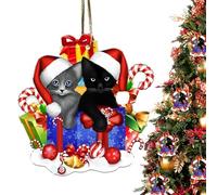 Naqqios Ornamenti natalizi a forma di gatto - Ciondoli per alberi di Natale, ornamenti natalizi per gatti piccoli in 2D | Regalo di decorazione natalizia carino e adorabile per gli amanti dei gatti.