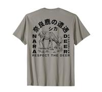 Nara Deer Incontro Giapponese Kanji Animale selvatico ART INDIETRO Maglietta
