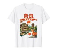 Nara Giappone Tempio Deer Vintage Travel Graphic Maglietta