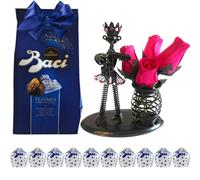 NARAMAKI Baci Perugina Regalo Festa della Mamma 2025 - Porta Penne Metallo + Baci Perugina Bag 125gr + Boccioli Petali Legno (Musicista)