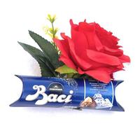 NARAMAKI® Idea Regalo Festa della Mamma 2025 - Baci Perugina Classico 37,5gr + Rosa Rossa Artificiale