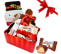NARAMAKI Idee Regalo di Natale 2024 con Kinder - Scatola Latta Pupazzo di Neve + Mini Kinder Bueno 108gr + Decorazione Appendibile Pan di Zenzero (MINI BUENO)
