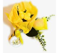 NARAMAKI Idee Regalo Festa della Donna 2025 - Mazzetto di Mimose Artificiali + Rosa Artificiale Gialla| Confezione Regalo - Mini Bouquet 8 Marzo | Festa della Donna Gadget Mimosa