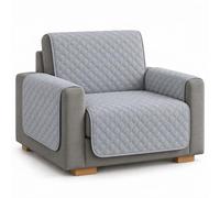 NARCISO Copridivano Poltrone Sofa 1 Posto con Braccioli Made in Italy, Reversibile Realizzato in Microfibra Lavabile Nota per la Resistenza all'Usura Quotidiana, Fissaggio con Laccetti (Grigio Chiaro)