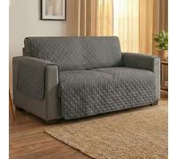 NARCISO Copridivano Poltrone Sofa 1 Posto con Braccioli Made in Italy, Reversibile Realizzato in Microfibra Lavabile Nota per la Resistenza all'Usura Quotidiana, Fissaggio con Laccetti (Grigio Scuro)