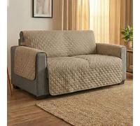 NARCISO Copridivano Poltrone Sofa 1 Posto con Braccioli Made in Italy, Reversibile Realizzato in Microfibra Lavabile Nota per la Resistenza all'Usura Quotidiana, Fissaggio con Laccetti (Sabbia)