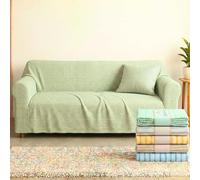 NARCISO Copriletto Singolo Cotone Kerala, Telo Copridivano 2 Posti (170x250cm) Gran Foulard per Divano Copritutto per Divano con Motivo a Righe, Teli Copridivano Grandi Cotone (Verde)
