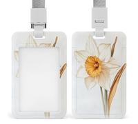 Narciso fiore stile vittoriano porta badge retrattile clip porta carte di credito protezione nome badge targhetta per lavoro ufficio medico infermiera