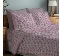 NARCISO Lenzuola Flanella Matrimoniale Made in Italy, Completo Lenzuola Matrimoniali in Cotone (1 Lenzuolo Sotto con Angoli 170x190cm, 1 Lenzuolo Sopra 240x280cm, 2 Federe Cuscini) Rose Cipria