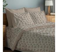 NARCISO Lenzuola Flanella Matrimoniale Made in Italy, Completo Lenzuola Matrimoniali in Cotone (1 Lenzuolo Sotto con Angoli 170x190cm, 1 Lenzuolo Sopra 240x280cm, 2 Federe Cuscini) Rose Sabbia