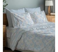 NARCISO Lenzuola Flanella Matrimoniale Made in Italy, Completo Lenzuola Matrimoniali in Cotone (1 Lenzuolo Sotto con Angoli 170x190cm, 1 Lenzuolo Sopra 240x280cm, 2 Federe Cuscini) Astratto Azzurro