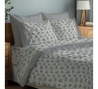 NARCISO Lenzuola Flanella Matrimoniale Made in Italy, Completo Lenzuola Matrimoniali in Cotone (1 Lenzuolo Sotto con Angoli 170x190cm, 1 Lenzuolo Sopra 240x280cm, 2 Federe Cuscini) Rose Grigio