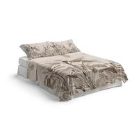 NARCISO - Lenzuola Matrimoniali 100% Cotone Stampate con Fantasie Originali Realizzate e Stampate in Italia con Inchiostro Sicuro per la Pelle, Completo Letto Matrimoniale 4 Pezzi (Palmas Sabbia)