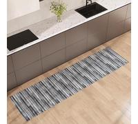 NARCISO Tappeto Cucina Antiscivolo Lavabile 100% Vinile Gommato Antimacchia, Passatoia Cucina Antiscivolo Lavabile, Tappeti Runner Disponibili in Varie Metrature (Fabric Stripes Grigio, 52x100cm)