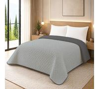 NARCISO - Trapunta Letto Singolo Primaverile con Trama Lavorata dal Design Classico, Trapuntino 1 Piazza Ideale per la Mezza Stagione, Copriletto Singolo Leggero (Grigio Chiaro/Grigio Scuro)