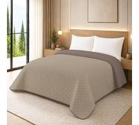 NARCISO - Trapunta Matrimoniale Primaverile con Trama Lavorata dal Design Classico, Trapuntino Ideale per la Mezza Stagione, Copriletto Matrimoniale Leggero (Sabbia/Fango)
