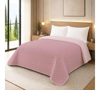 NARCISO - Trapunta Matrimoniale Primaverile con Trama Lavorata dal Design Classico, Trapuntino Ideale per la Mezza Stagione, Copriletto Matrimoniale Leggero (Cipria/Rosa)