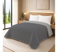NARCISO - Trapunta Una Piazza e Mezza Primaverile con Trama Lavorata dal Design Classico, Trapuntino Ideale per la Mezza Stagione, Copriletto Una Piazza e Mezzo Leggero (Grigio Scuro/Grigio Chiaro)