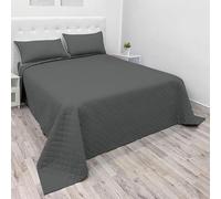 NARCISO - Trapuntino Una Piazza e Mezza Tinta Unita Ideale per la Mezza Stagione, Copriletto 220x270cm, Disponibile in Varie Colorazioni Uniche, Grigio Scuro