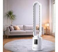 NARCISO Ventilatore a Torre Senza Pale con Telecomando, Ventilatore Aria Fredda Silenzioso a Basso Consumo Energetico, Raffrescatore d'Aria Potente Portatile Facile da Spostare di Camera in Camera