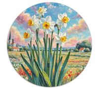 Narcissus - Puzzle a cerchio da 1000 pezzi, per adulti e bambini, dai 14 anni in su, motivo floreale, sfida e fresco, 1000 pezzi (67,5 x 67,5 cm)