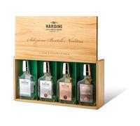 Nardini Grappa Selezione Bortolo Nardini Set 4 Tascabili 10 cl in Legno | Grappa Extrafina e Riserve 5, 7 e 15 Anni, 4 x 10 cl, 42-45% vol., cofanetto regalo in legno