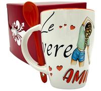 NAREG - Tazza in Ceramica con Cucchiaino in Scatola Regalo per Migliore Amica, Idea Regalo Amica, Adatta a Microonde e Lavastoviglie,Regalo Amica Natale, Mug coffè Best Friend(ARANCIO)