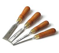 Narex Set di 4 scalpelli con bordi smussati, manico cerato in legno di carpino macchiato