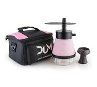 Narghilè da viaggio DUM Accordion portatile con vaso in silicone pieghevole, camino in ceramica, LED multicolore, tubo morbido touch e borsa per il trasporto (rosa)