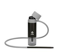 Narghilè Portatile EL-BADIA P1 24 cm - Shisha Ultra-Compatto da Viaggio con Avvolgitubo Brevettato, Camino in Ceramica Reversibile, Tubo in Silicone & Vaso Acrilico (Deep Black)