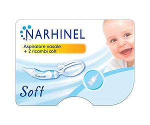 Narhinel Aspiratore Nasale per Neonato e Bambini con 2 Ricambi Soft, Aiuta a Liberare il Naso Chiuso, rimuovendo delicatamente le secrezioni nasali
