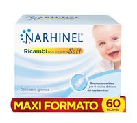 Narhinel MAXI FORMATO 60 Ricambi per Aspiratore Nasale Neonato e Bambini con Filtro Igienico Assorbente per Trattenere il Muco, Monouso, Soft, Pacco da 3x20 ricambi