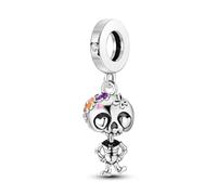 NARMO 925 Charms in Argento Sterling per Pandora Bracciali Divertente Danza Scheletro Charm per Halloween