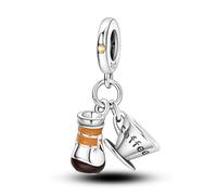 NARMO 925 Sterling Silver Charm per le donne Bracciale Tazza di caffè Charm per Pandora Bracciale