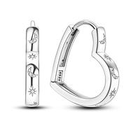 NARMO 925 Sterling Silver Hoop Orecchini a forma di cuore Luna Star Hoop Orecchini per le Donne Ragazze