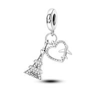 NARMO Amore a Parigi Charms 925 Argento Pendente Charm La Torre di Parigi Charm per Bracciali
