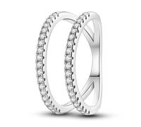 NARMO Anelli per le Donne 925 Anello in Argento Sterling Linee Parallele Cubic Zirconia Anello Statement Size 19.5