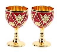 Naroote 2 Pcs Vintage Wine Glass Elegant 3D Relief Rose Flower Pattern