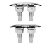 Naroote 5 Pollici Pull Up Boat Cleats, Flush Mount, 2 Pezzi | Bitte marine in acciaio inossidabile 316 con piastra di supporto e dadi di bloccaggio, hardware di coperta pop-up incassato