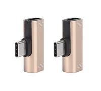 Naroote Adattatore per Caricabatterie Compatto in Alluminio Convertitore Splitter Tipo C 2 in 1 per Cuffie - 2 Pezzi (GOLD)
