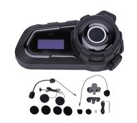 Naroote Altoparlante per Auricolare Bluetooth per Moto in ABS da 800 MAh | Auricolare per Casco con Display LED, Impermeabile, Doppia Riduzione Rumore, 6 Motociclisti Citofono per Maggior Parte Caschi