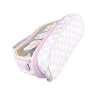 Naroote Astuccio Trasparente, Astuccio per Penne a Doppio Strato di Grande Capacità, Leggero Portatile in PVC PU con Cerniera, Design Antigraffio per Scuola, Studenti, Viaggi e Trucco (Viola CIAO
